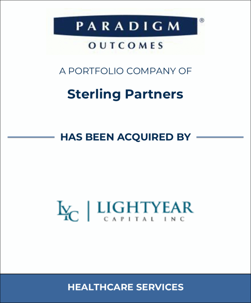 Paradigm Outcomes, Healthcare Investment Banking Tombstone — Bailey & Company