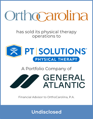 Bailey & Company Guides OrthoCarolina on the Sale of its Physical Therapy Business to PT Solutions