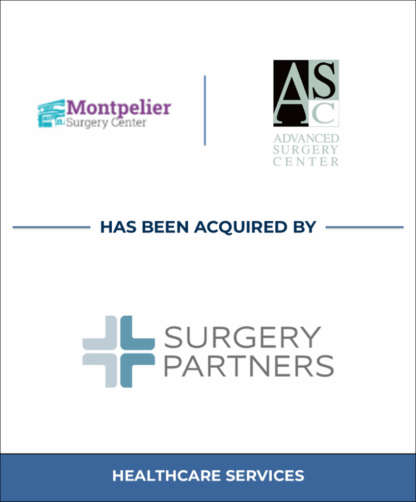 Advanced Surgery Center and Montpelier Surgery Center, Healthcare Investment Banking Tombstone — Bailey & Company