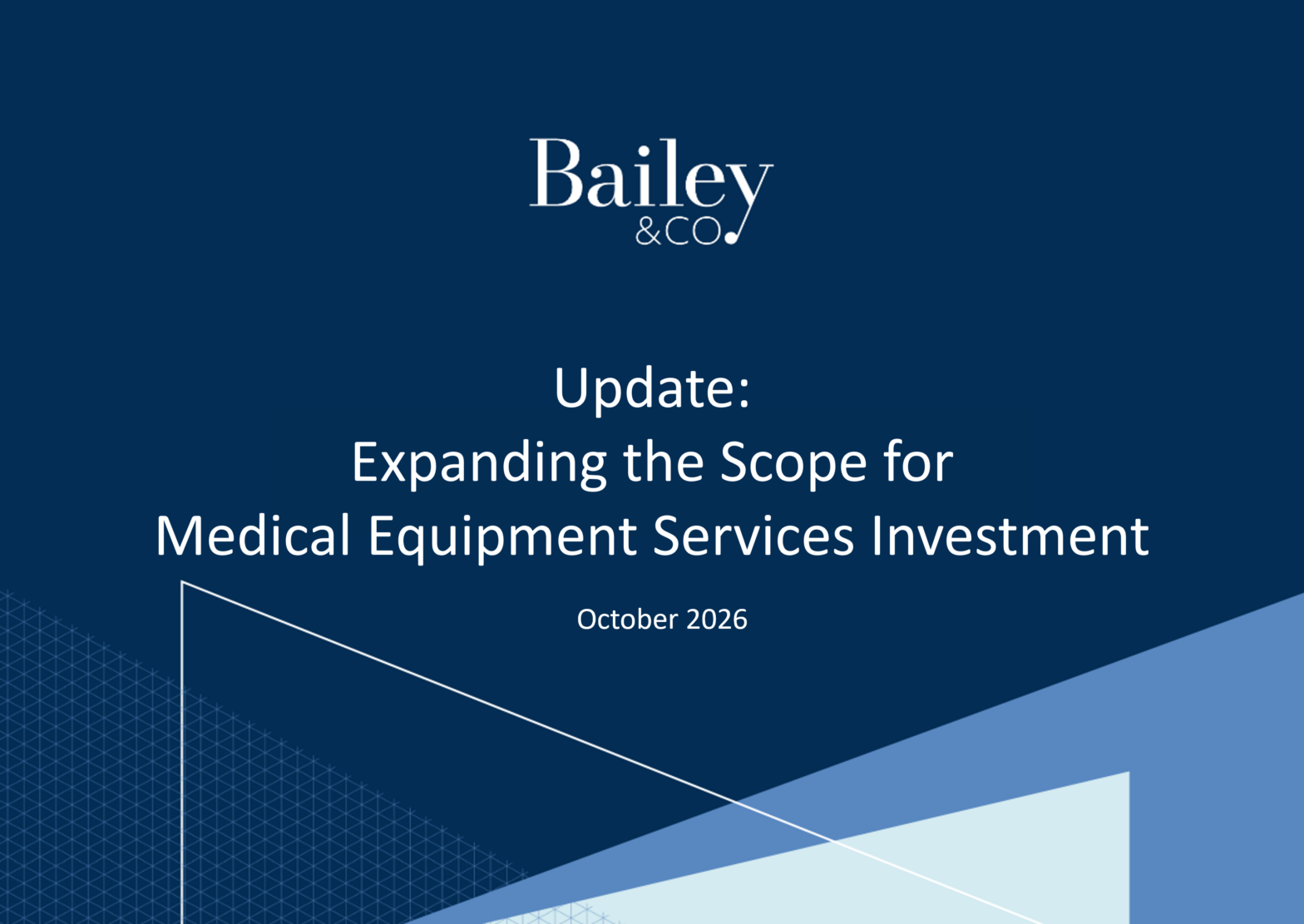 Expanding Scope for Medical Equipment Services Investment Banner
